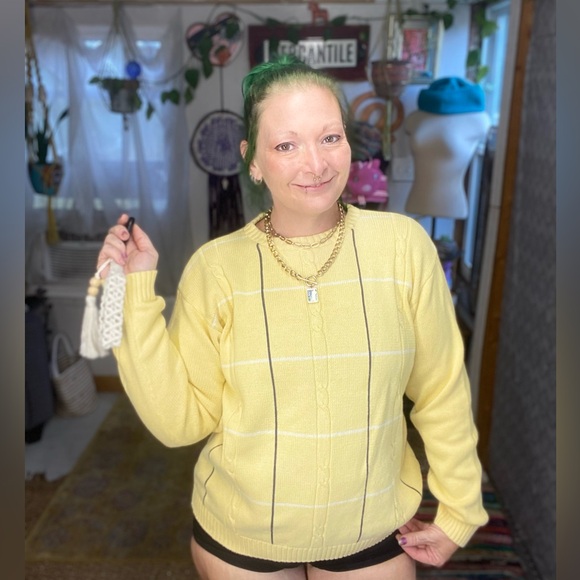 Vintage Boca Classic Men’s Yellow Preppy Gold Sweater Size Large - Picture 5 of 14